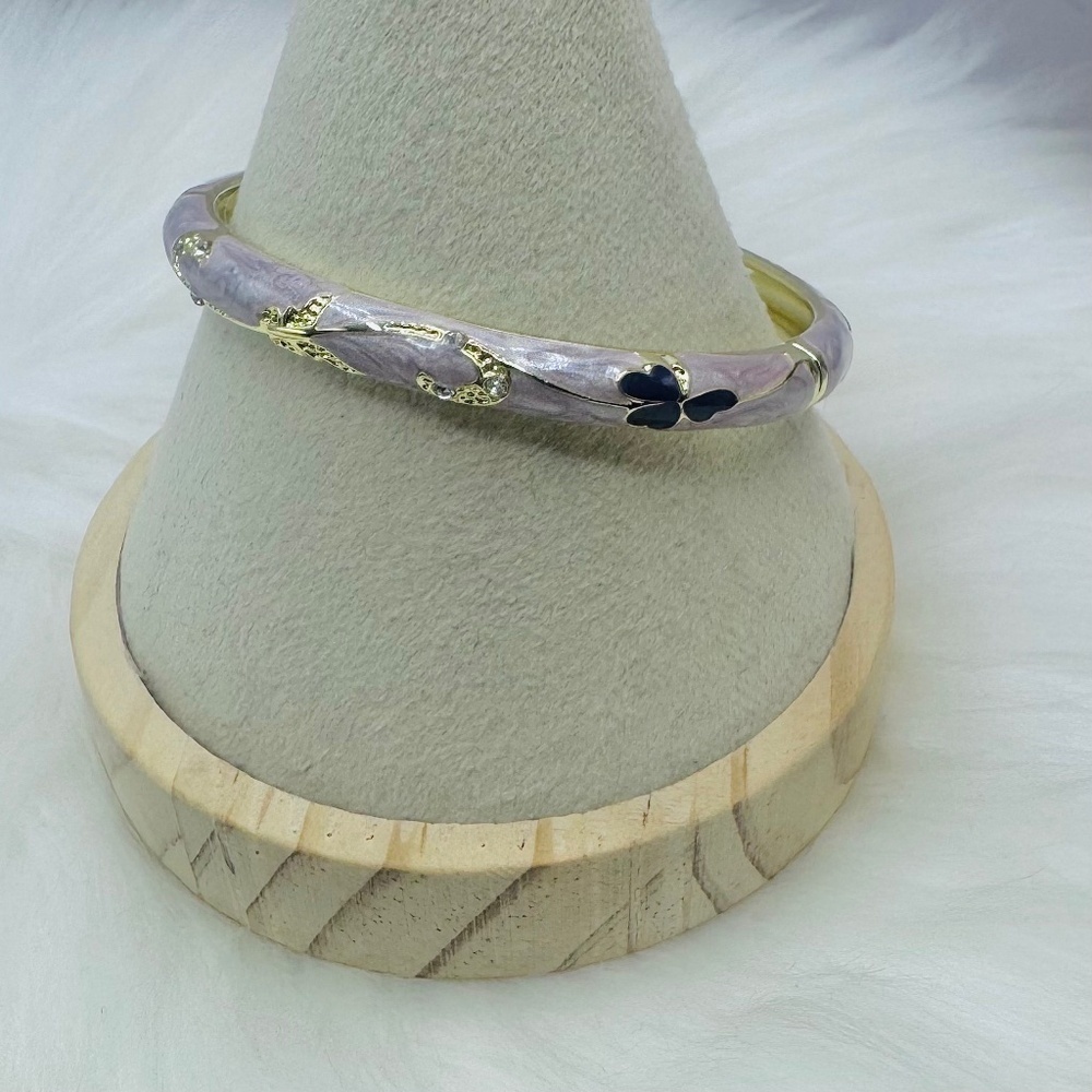 Purple Flower Enamel Cloisonne Bracelet Bangle